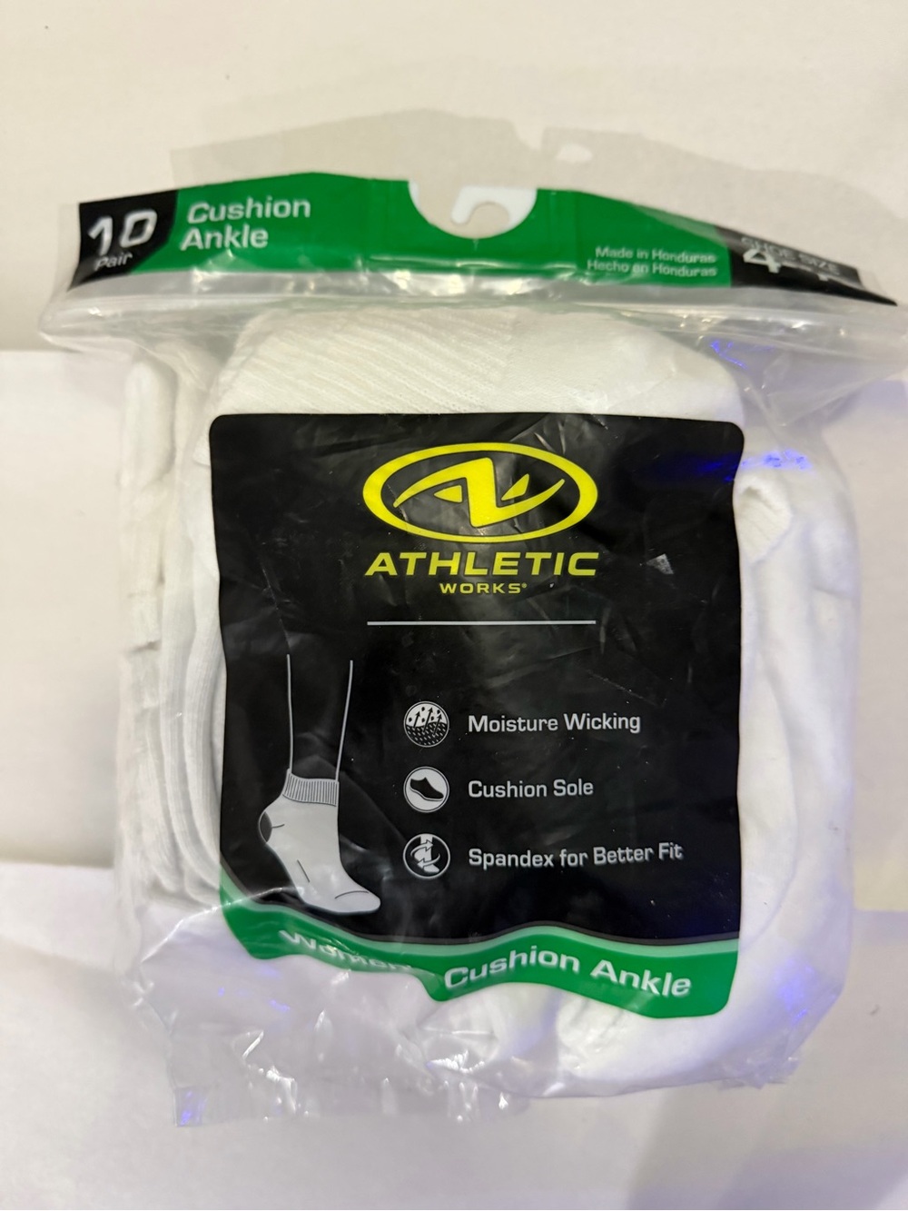 Athletic Works White Cushion Ankle Socks - Pack